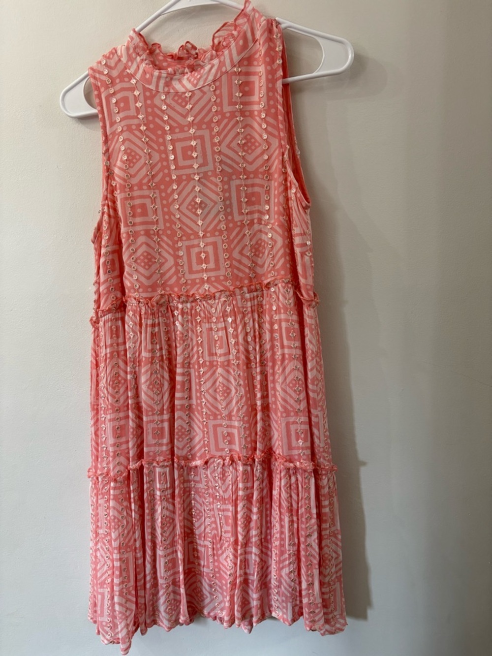 Oliphant NWT ruffled Tiered mini Dress - in Bali pink - size s